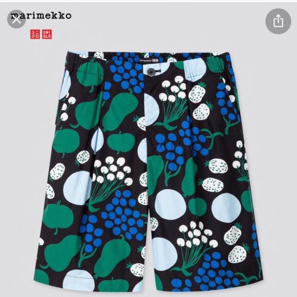 Marimekko Pants - Uniqlo x Marimekko Women’s Cotton Poplin Shorts, Black Tori Fruit - Size XS